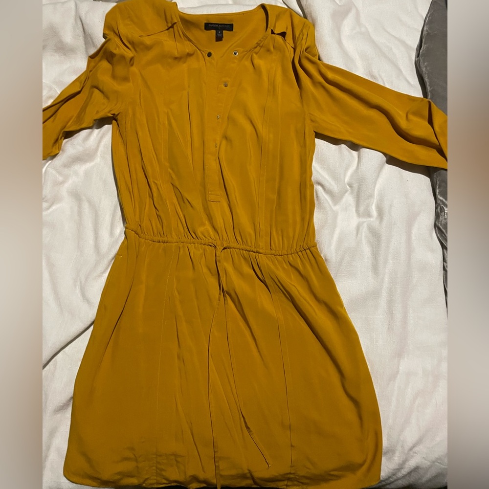Banana republic mustard, colored dress.